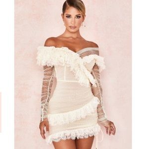 House of CB - Sorrel - Ivory, Lace Frill Mini Dress